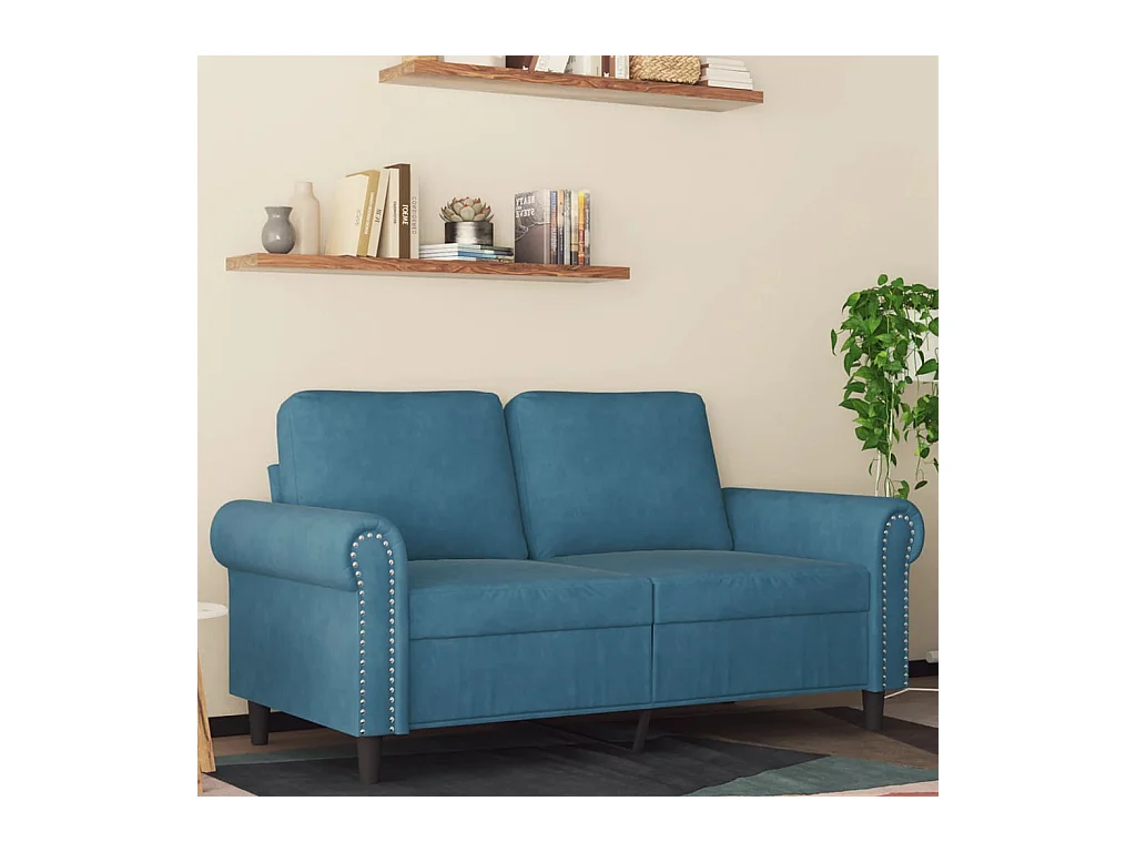 Canapé à 2 places Bleu 120 cm Velours