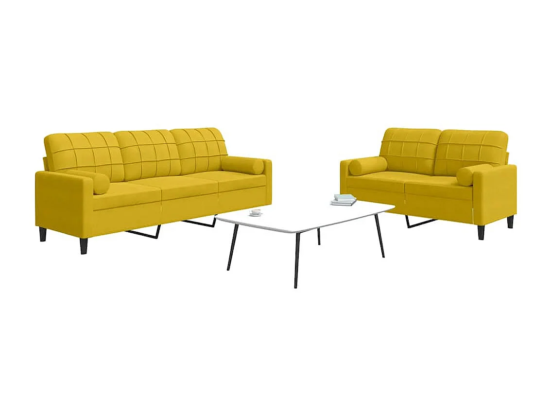 Ensemble de canapés 2 pcs avec coussins et traversins velours