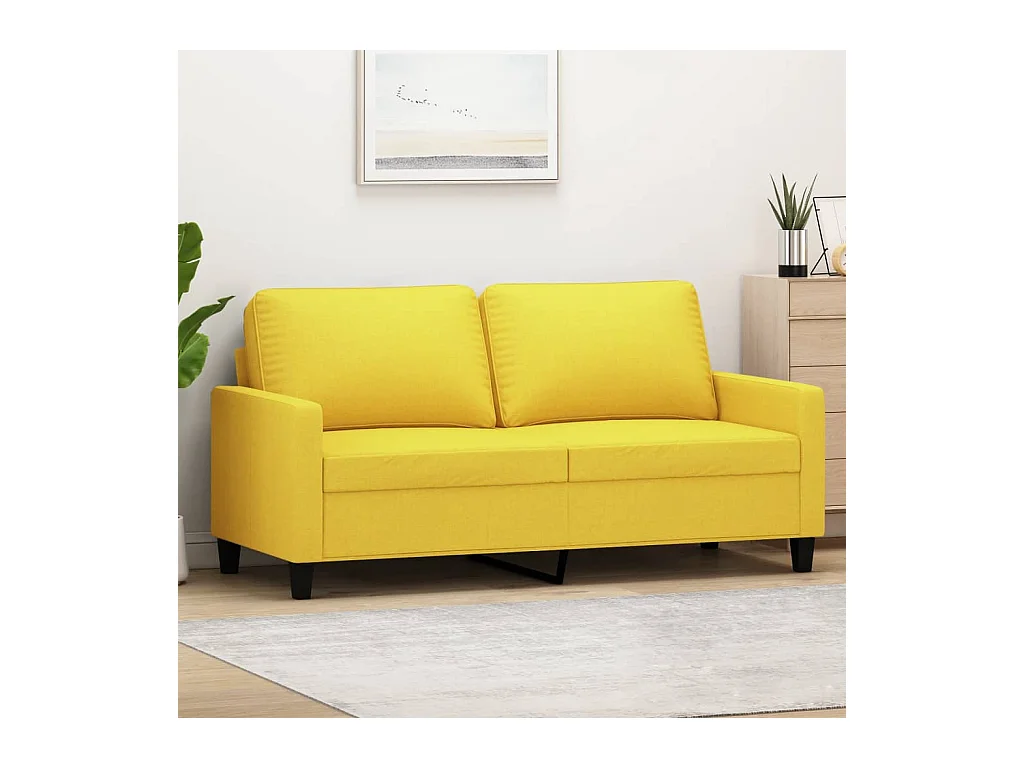 Canapé à 2 places Jaune clair 140 cm Tissu