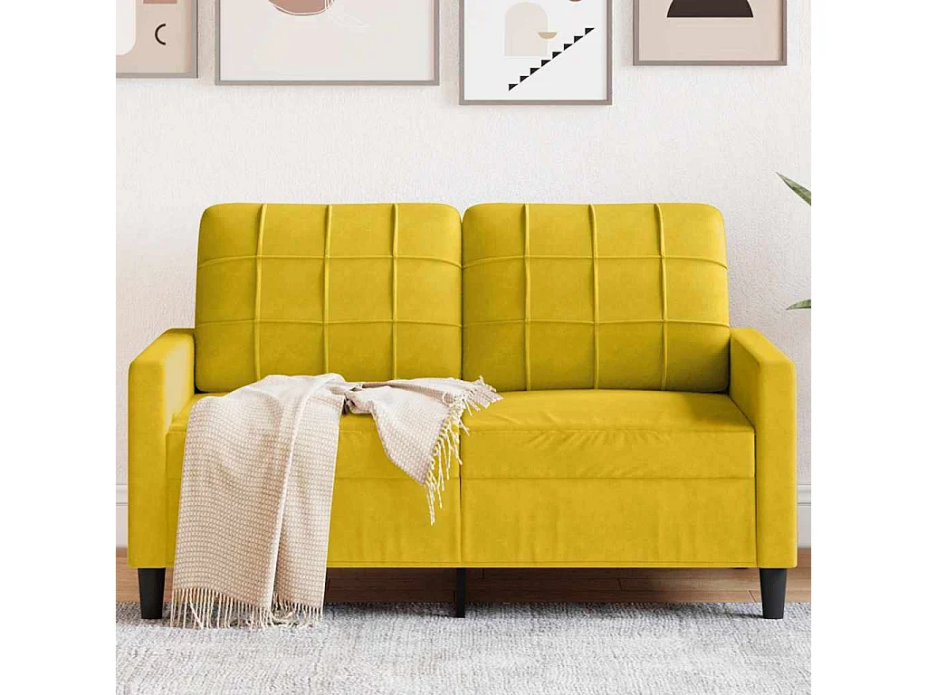 Canapé à 2 places Jaune 120 cm Velours