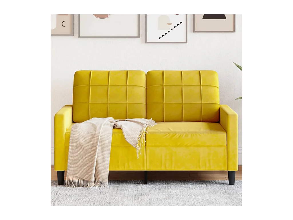 Canapé à 2 places Jaune 120 cm Velours