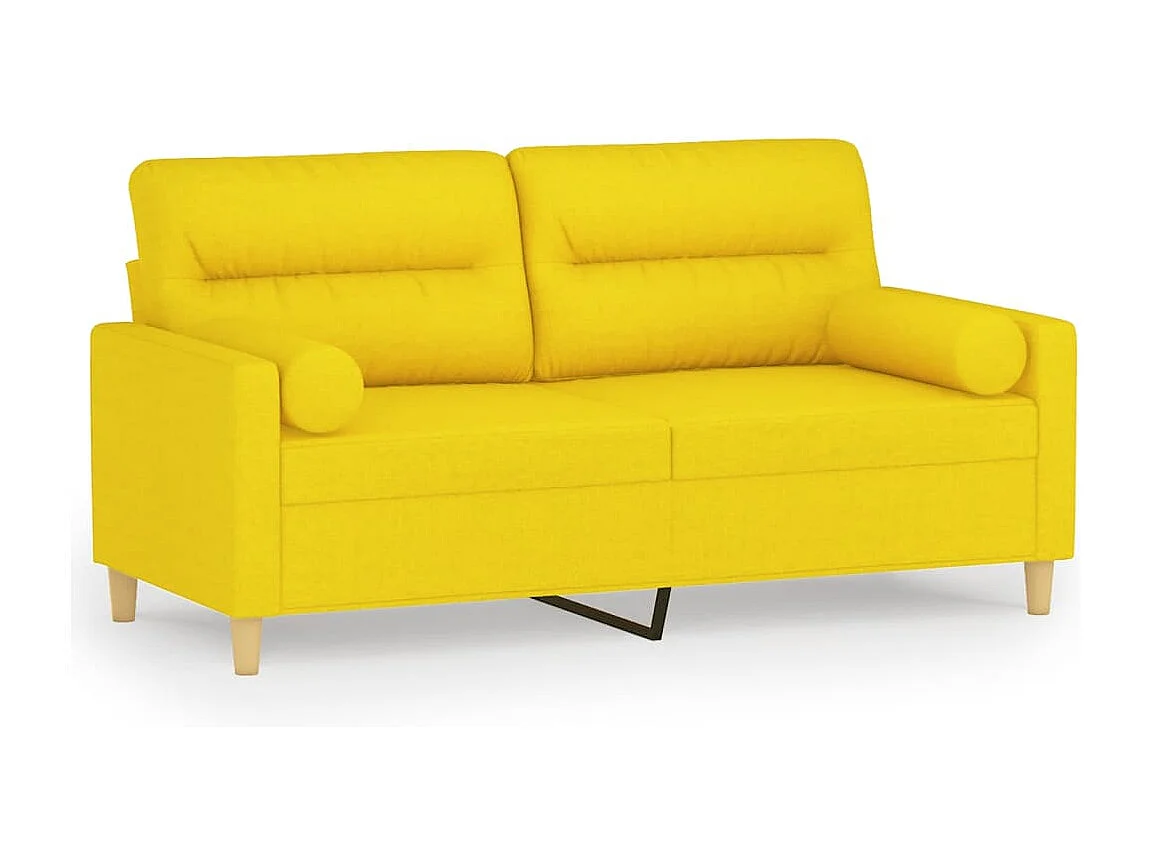 Sofá 2 lug. + almofadas decorativas 140 cm tecido amarelo-claro