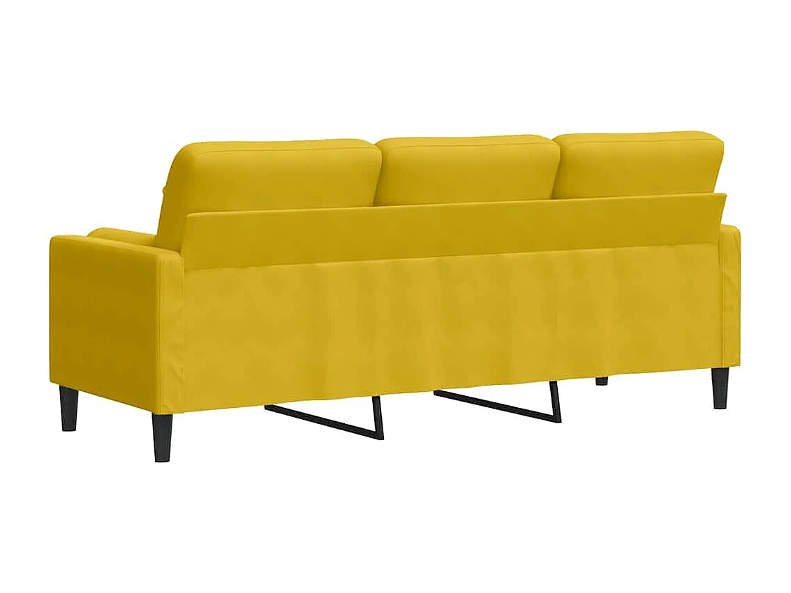 Canapé 3 places avec oreillers décoratifs jaune 180 cm velours