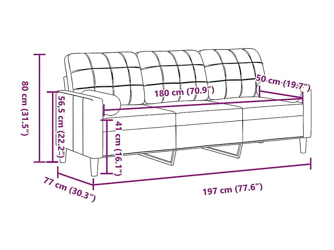 Canapé 3 places avec oreillers décoratifs jaune 180 cm velours