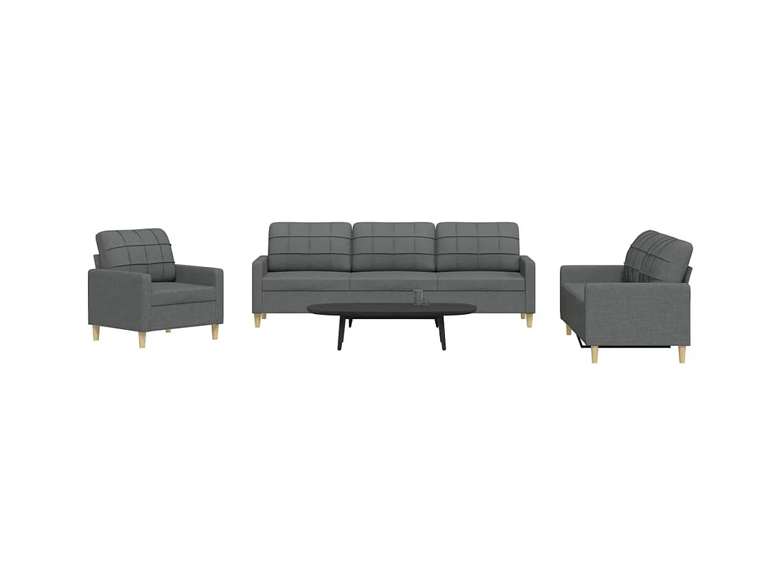 Ensemble de canapés 3 pcs gris foncé tissu