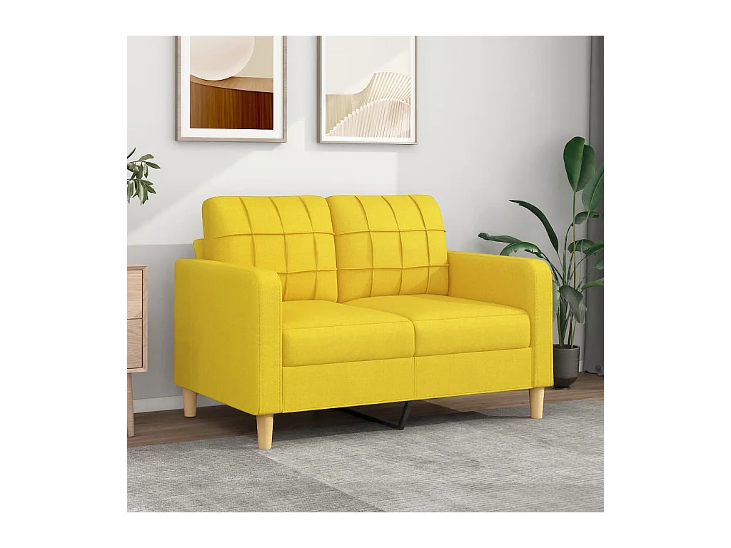 Canapé à 2 places Jaune clair 120 cm Tissu