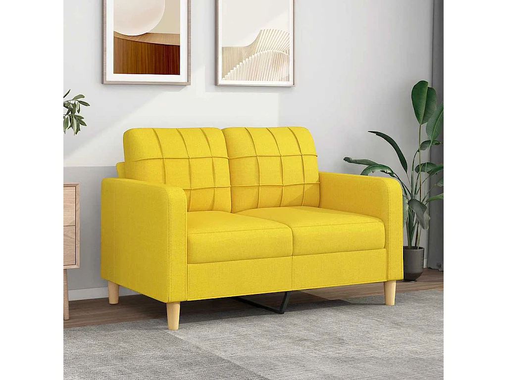 Canapé à 2 places Jaune clair 120 cm Tissu