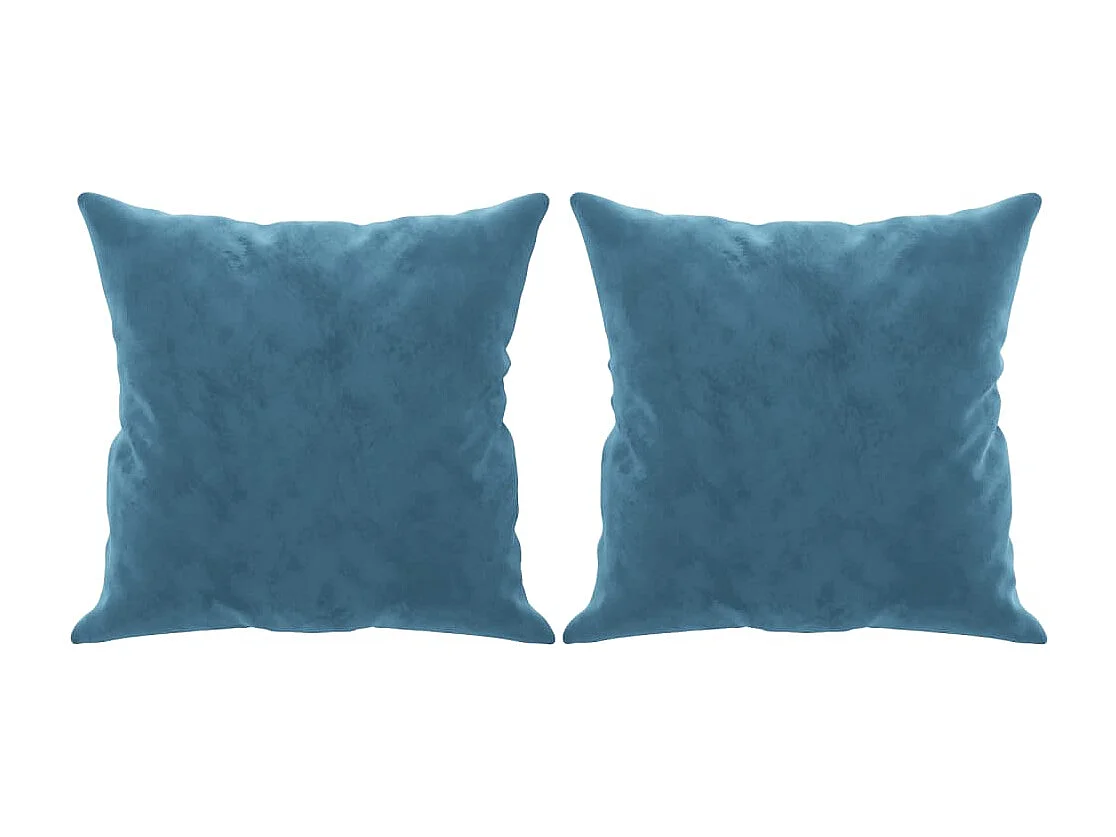 Canapé 2 places avec oreillers décoratifs bleu 120 cm velours