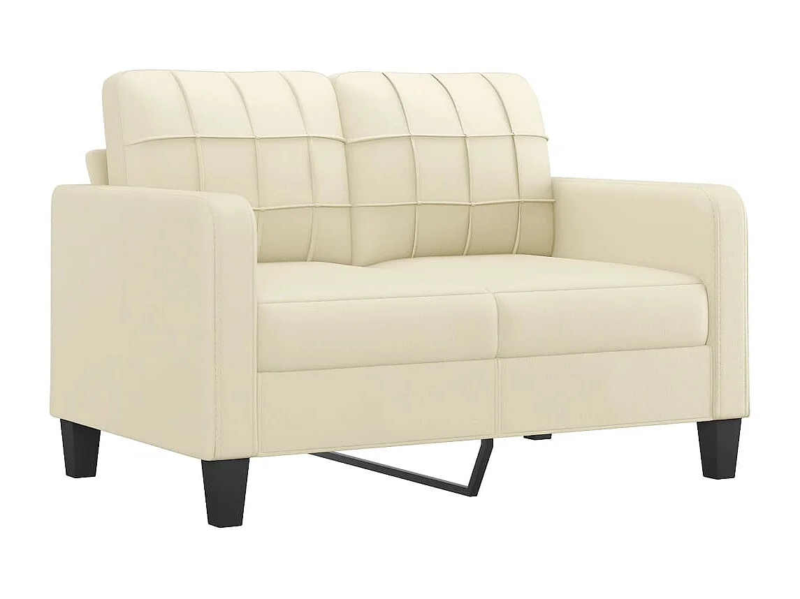 4 pcs conjunto sofás c/ almofadões couro artificial cor creme