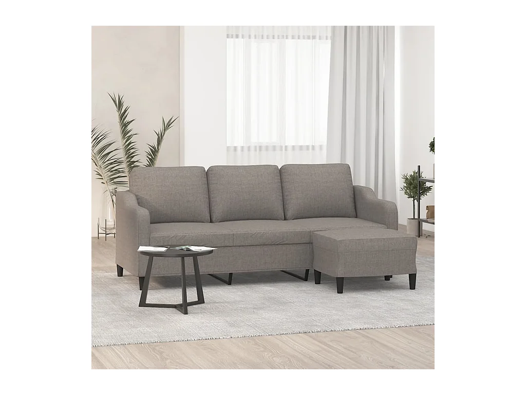 Canapé à 3 places avec repose-pieds Taupe 180 cm Tissu