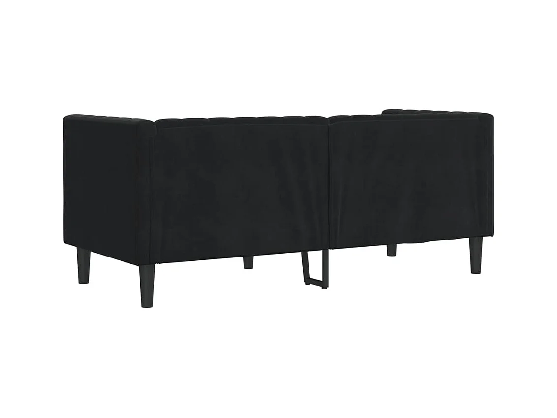 Canapé Chesterfield avec traversins 2 places noir velours