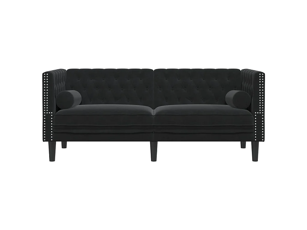 Tweezitsbank Chesterfield-stijl en bolsters fluweel zwart