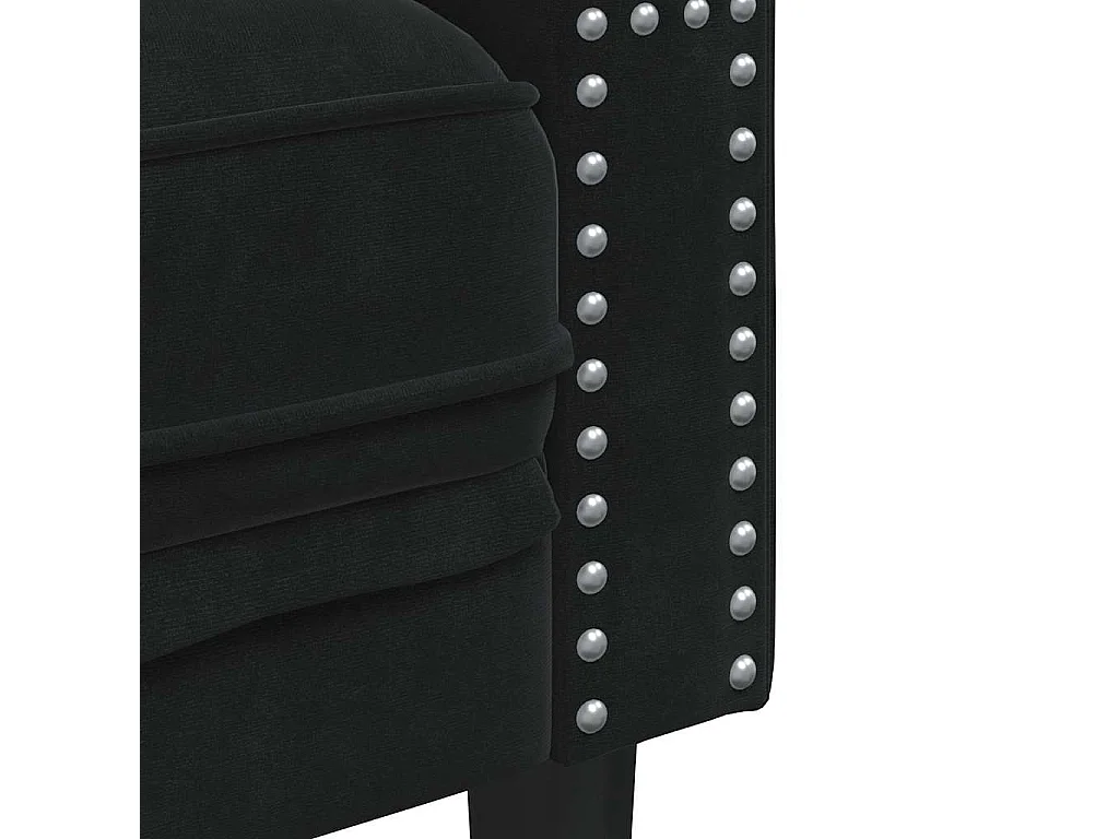Chesterfield-Sofa mit Nackenrollen 2-Sitzer Schwarz Samt