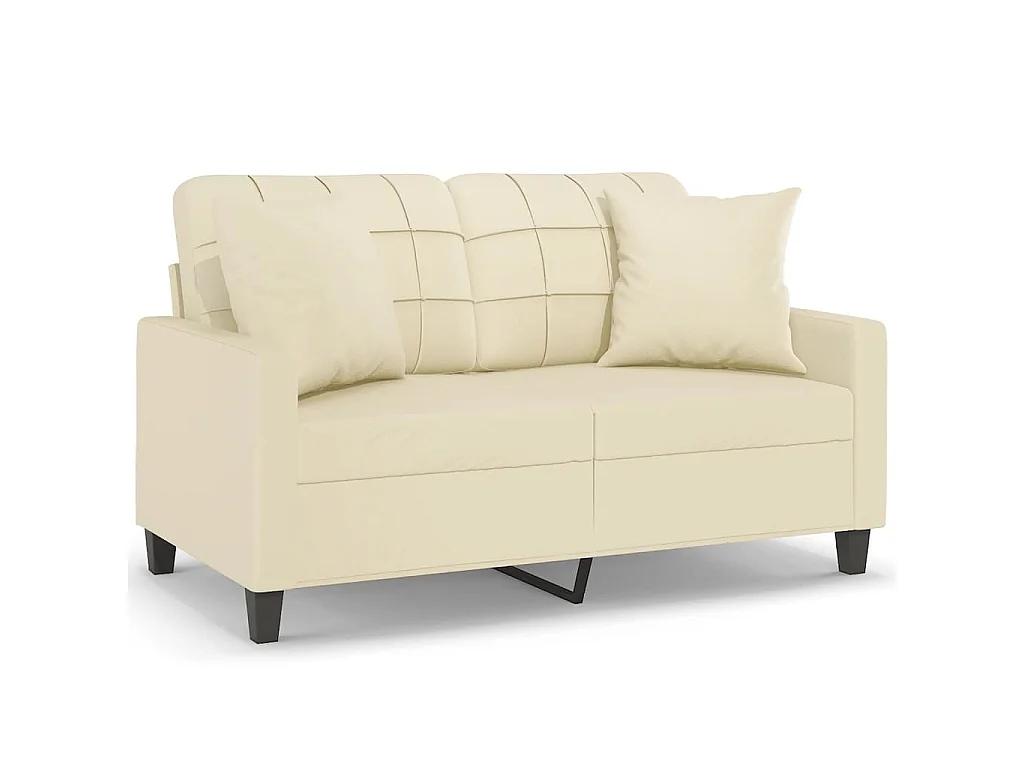 Canapé 2 places avec oreillers crème 120 cm similicuir