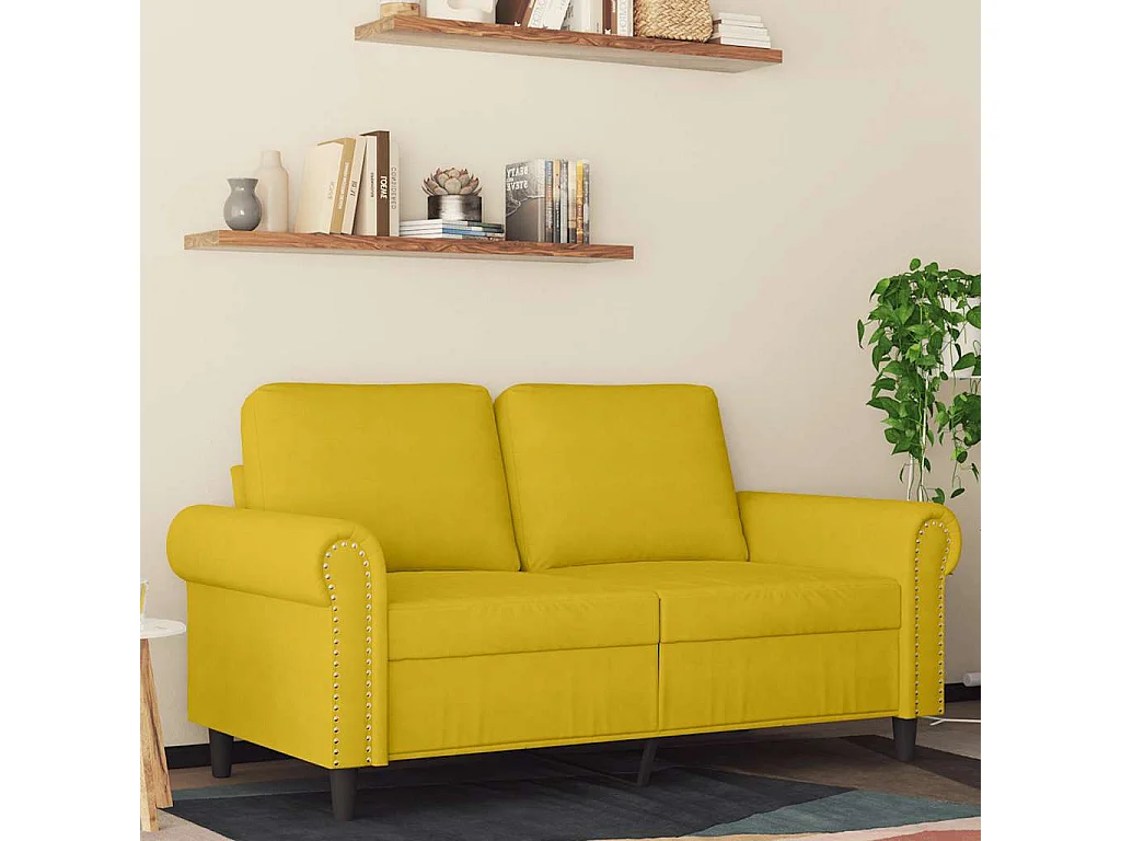 Canapé à 2 places Jaune 120 cm Velours