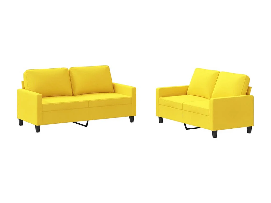 Ensemble de canapés 2 pcs avec coussins Jaune clair Tissu