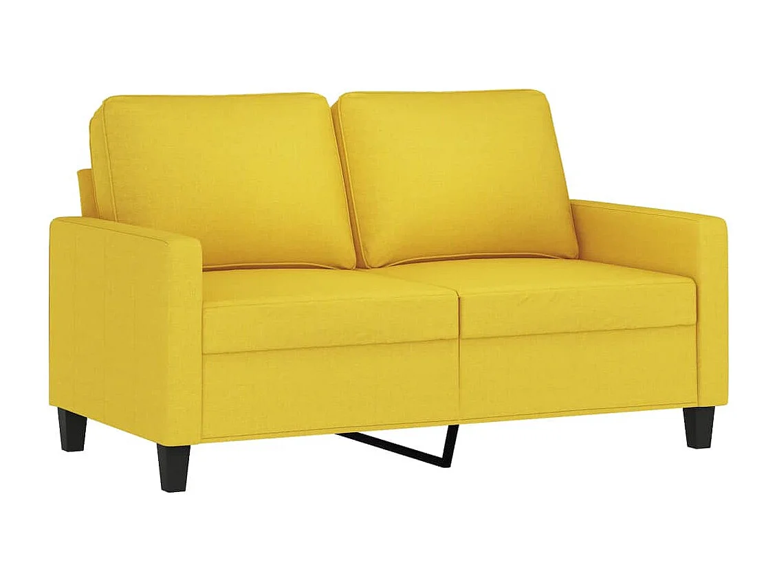 Ensemble de canapés 2 pcs avec coussins Jaune clair Tissu