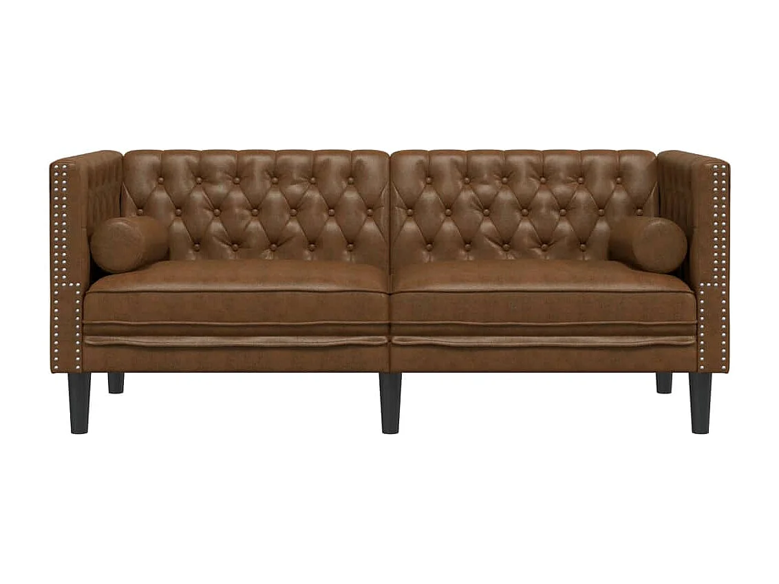 Canapé Chesterfield avec traversins 2 places similicuir daim