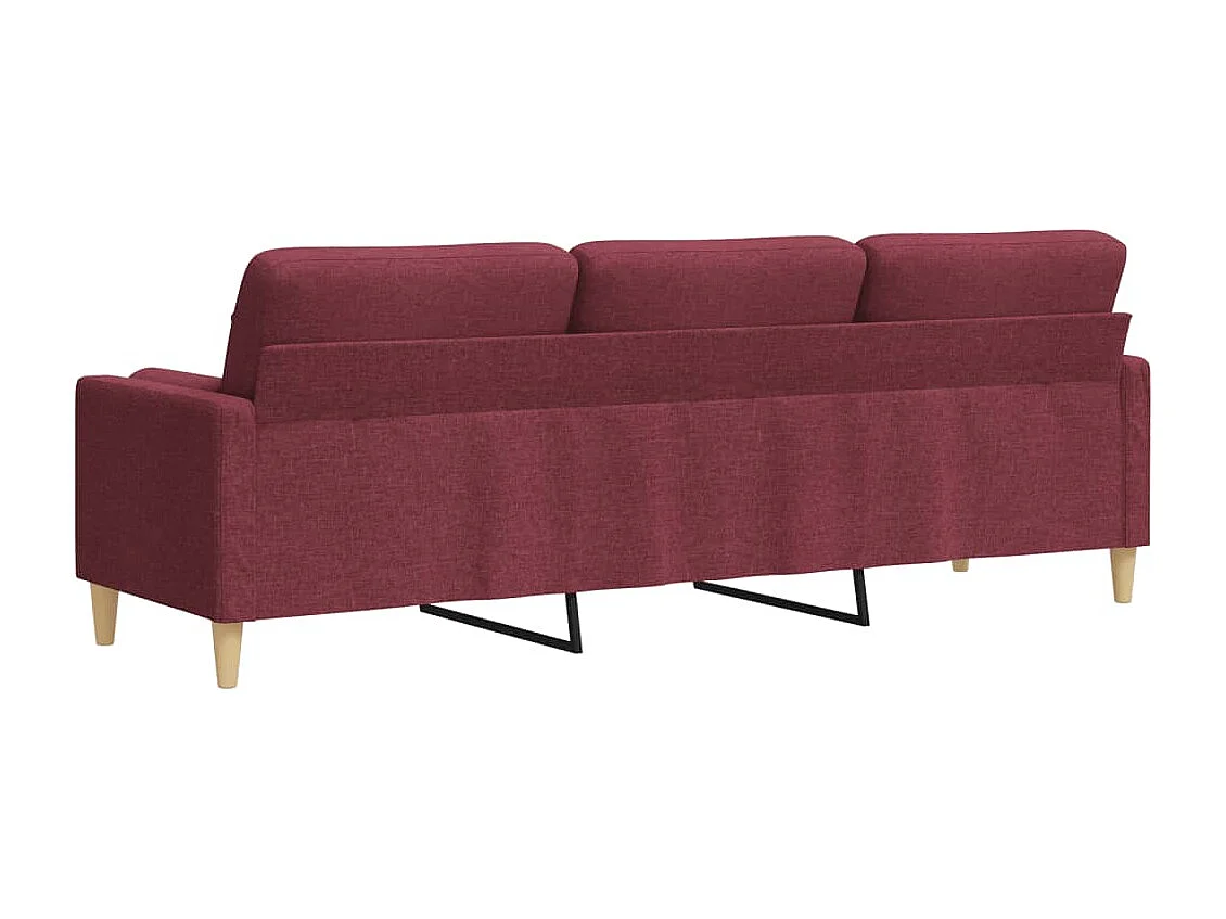 Canapé 3 places avec oreillers décoratifs bordeaux 210 cm tissu