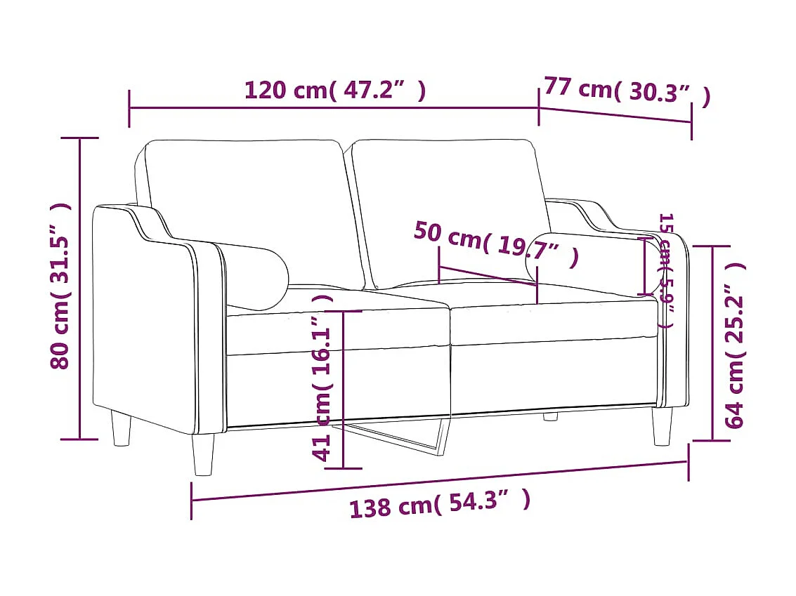 2-Sitzer-Sofa mit Zierkissen Dunkelgrau 120 cm Stoff