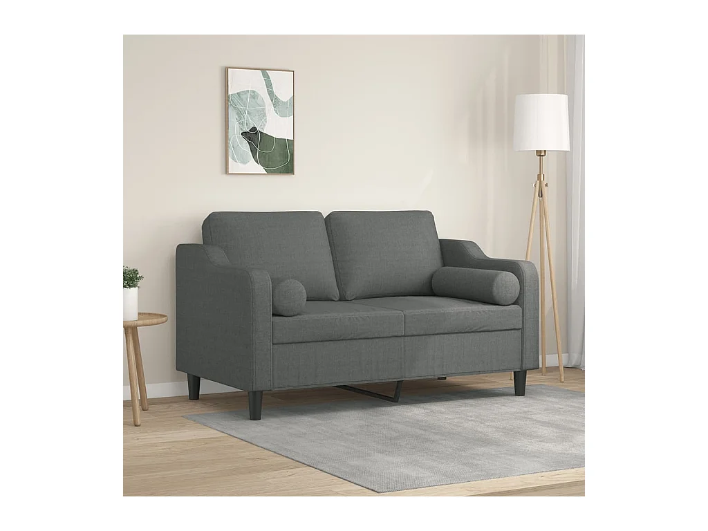 2-Sitzer-Sofa mit Zierkissen Dunkelgrau 120 cm Stoff