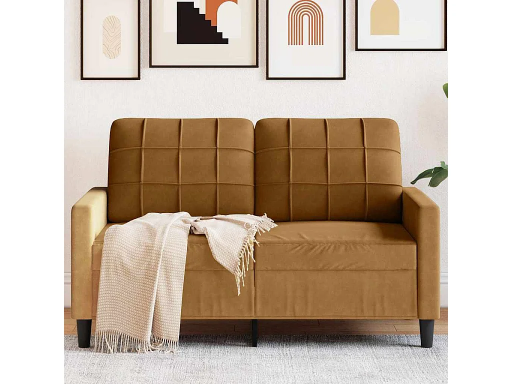 Canapé à 2 places Marron 120 cm Velours