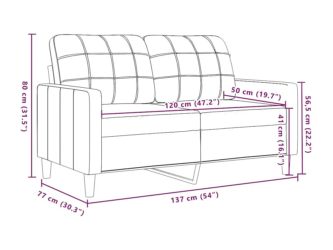 2-Sitzer-Sofa Braun 120 cm Samt