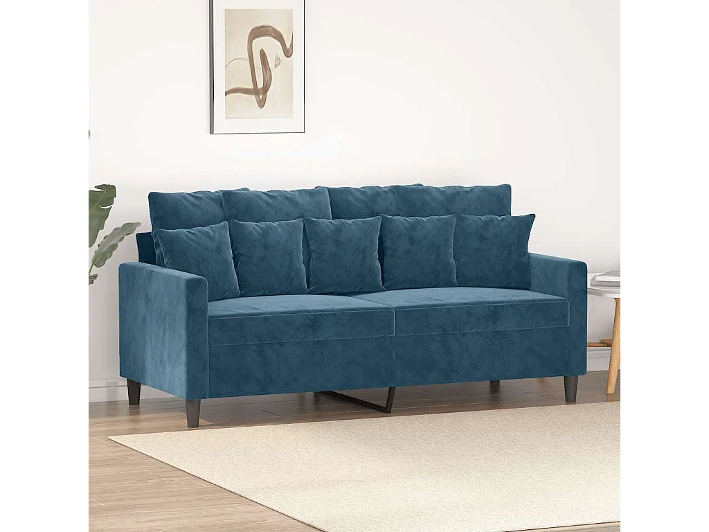 Divano a 2 Posti Blu 140 cm in Velluto