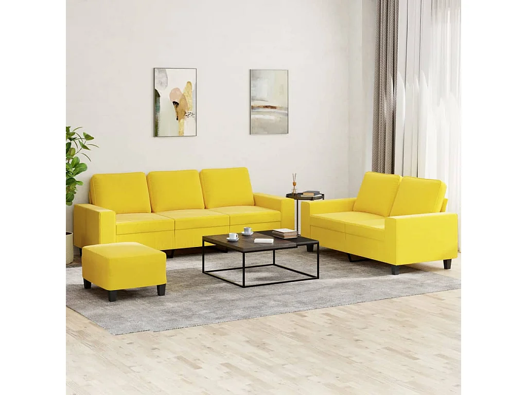 Juego de sofás 3 piezas tela amarillo claro