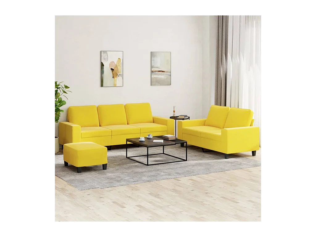 Ensemble de canapés 3 pcs jaune clair tissu