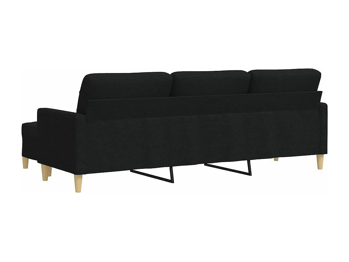 Driezitsbank met voetenbank 210 cm stof zwart
