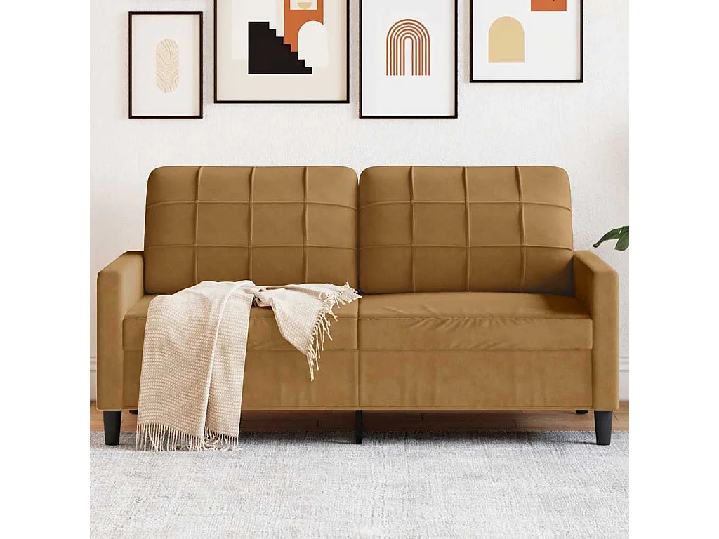 Canapé à 2 places Marron 140 cm Velours