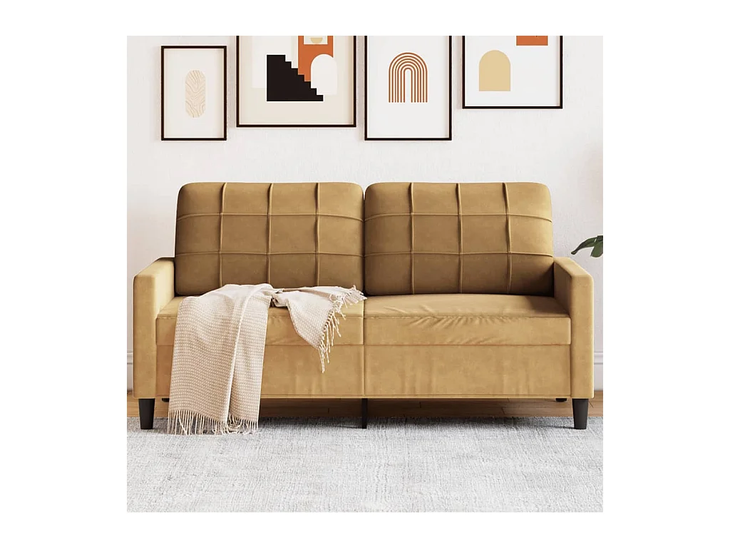 Canapé à 2 places Marron 140 cm Velours