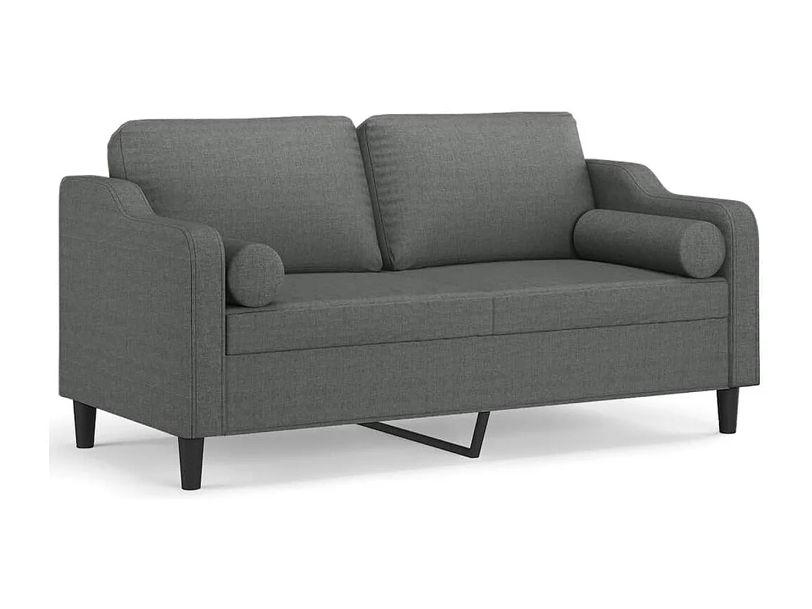 Tweezitsbank met sierkussens 140 cm stof donkergrijs