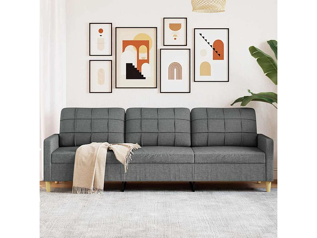 3-Sitzer-Sofa Dunkelgrau 210 cm Stoff