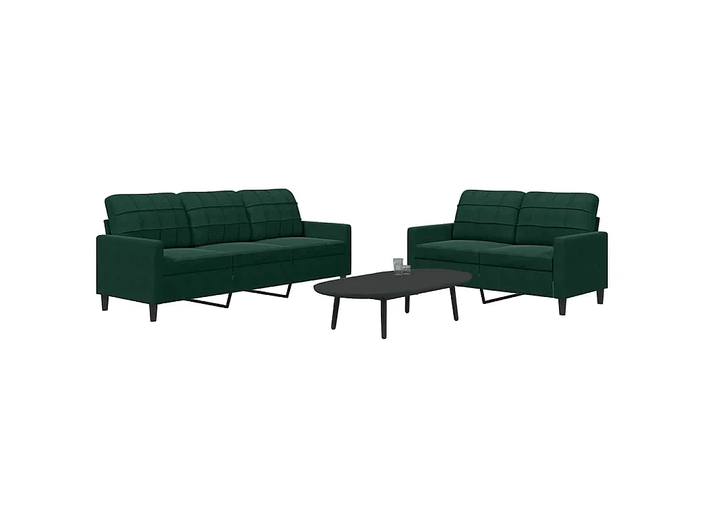 Ensemble de canapés 2 pcs avec coussins Vert foncé Velours