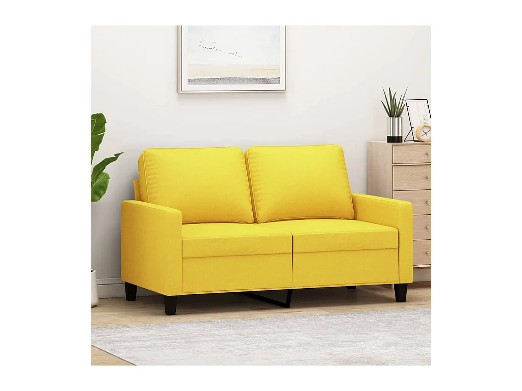 Canapé à 2 places Jaune clair 120 cm Tissu