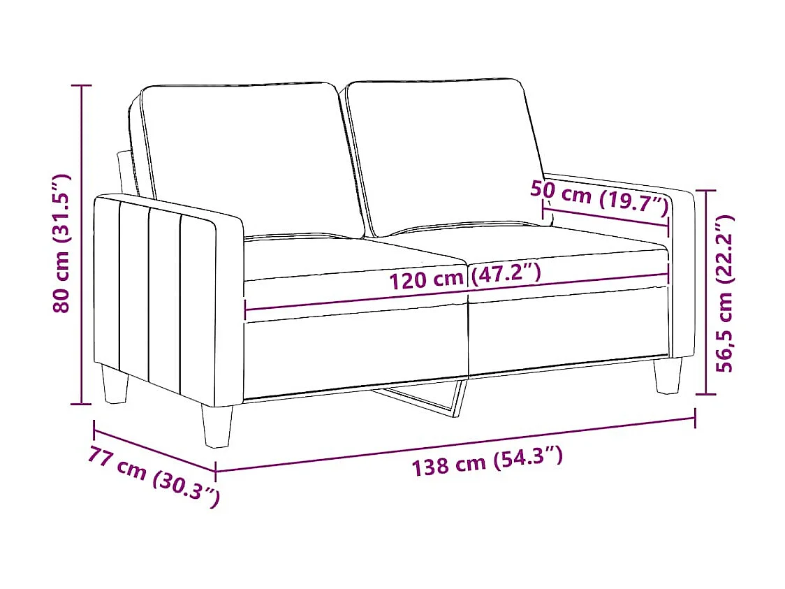 2-Sitzer-Sofa Hellgelb 120 cm Stoff