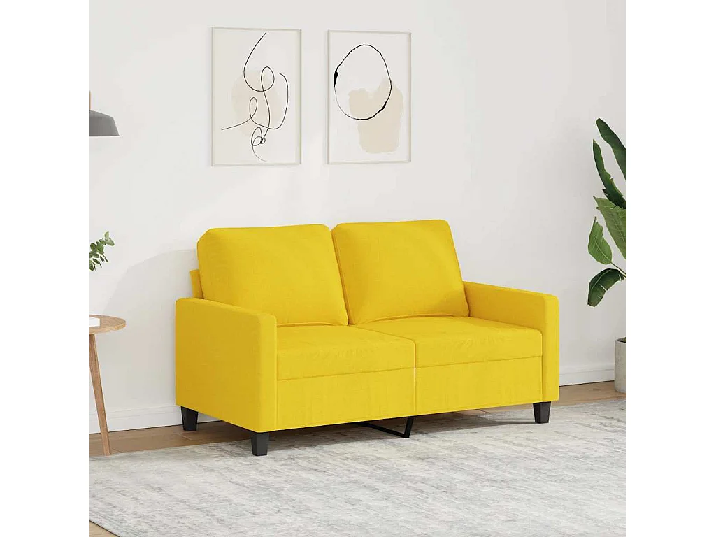 Canapé à 2 places Jaune clair 120 cm Tissu