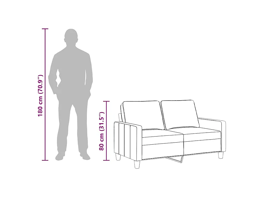 Canapé à 2 places Jaune clair 120 cm Tissu