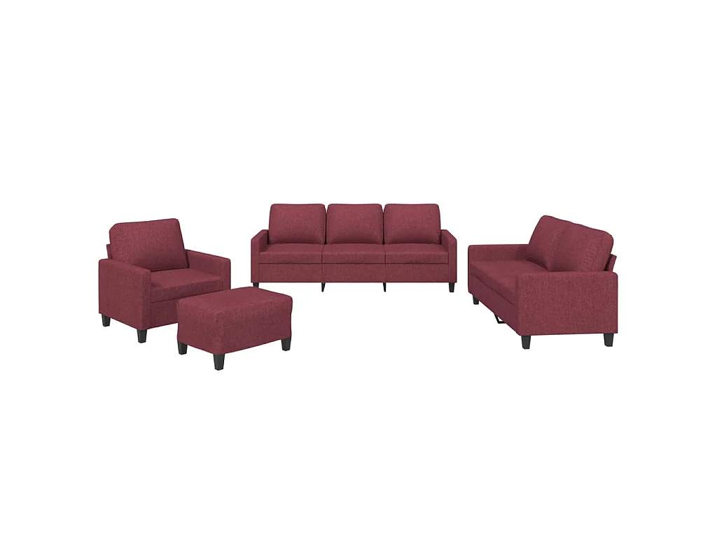 Ensemble de canapés 4 pcs avec coussins Rouge bordeaux Tissu