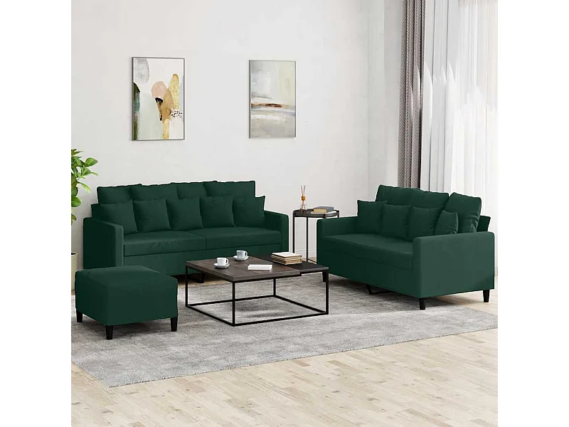Ensemble de canapés 3 pcs avec coussins Vert foncé Velours