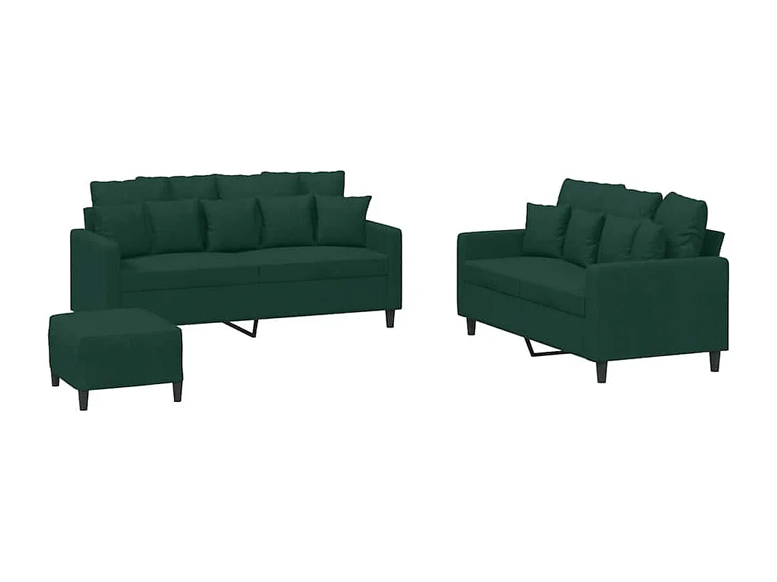 3-delige Loungeset met kussens fluweel donkergroen