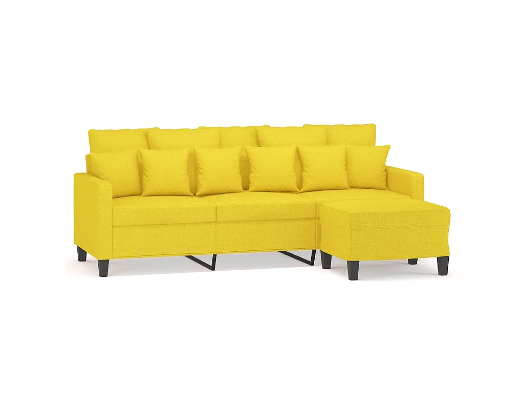 Canapé à 3 places avec repose-pieds Jaune clair 180 cm Tissu