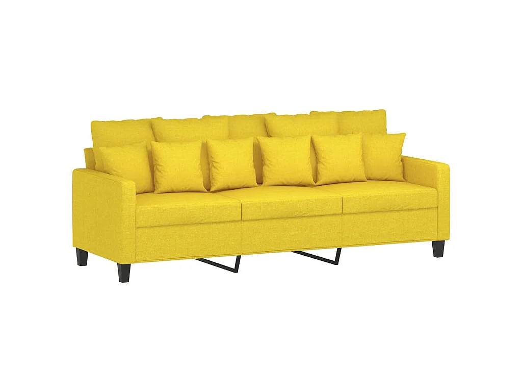 Canapé à 3 places avec repose-pieds Jaune clair 180 cm Tissu