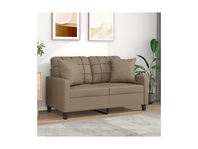 2-Sitzer-Sofa mit Zierkissen Cappuccino-Braun 120 cm Kunstleder