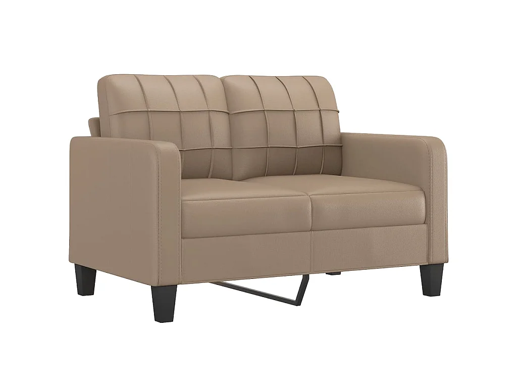 Tweezitsbank met sierkussens 120 cm kunstleer cappuccinokleurig