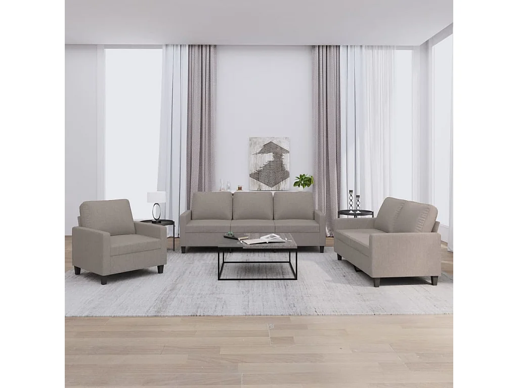 Ensemble de canapés 3 pcs avec coussins Taupe Tissu