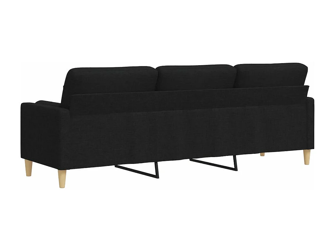 3-zitsbank met sierkussens 210 cm stof zwart