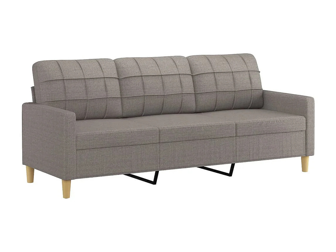 Driezitsbank met sierkussens 180 cm stof taupe